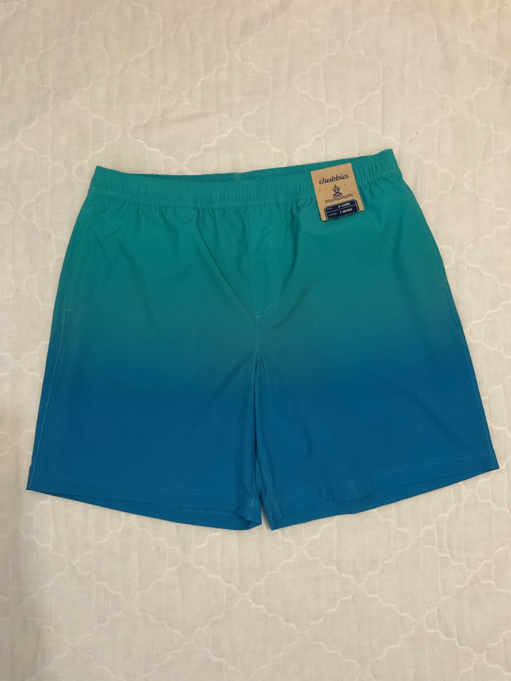 Chubbies Blue Ombre 7" Inseam Swim Trunks Shorts Poolside Vacation NWT Size XL